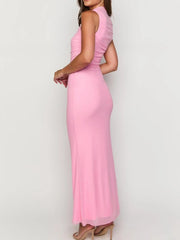 Ruched Sleeveless Bodycon Maxi Dress