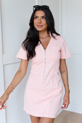 My Favorite Denim Pink Pocket Mini Dress