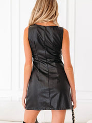 Vegan Leather Sleeveless Mini Dress