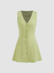Gingham Button-Front A-Line Mini Dress