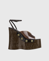 Ellen PVC Panel Wedge Platform Sandals In Brown