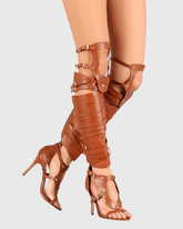 Eloy Leg Wrap Gladiator Sandals In Cognac