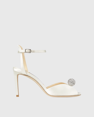 Liviana Satin Strap Pumps In White