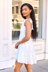 It's My Day White Smocked Top Mini Dress