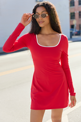 Chasing Victory Cherry Red Long Sleeve Active Dress SALE