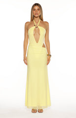 Stella Yellow Halter Cut Out Maxi Dress
