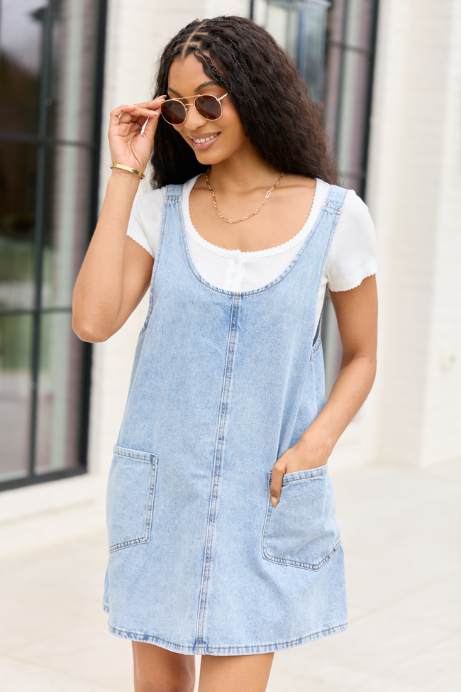 Hazel Light Wash Denim Mini Dress