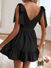 Tie Shoulder Tiered Mini Dress