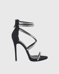 Daris Rhinestone Cross Strap Sandals