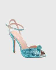 Liviana Rhinestone Strap Sandals In Lake Blue