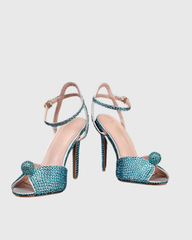 Liviana Rhinestone Strap Sandals In Lake Blue