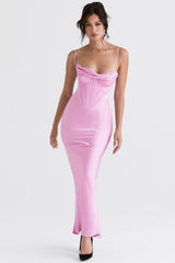 Elegant Corset Maxi Dress-Rose Pink